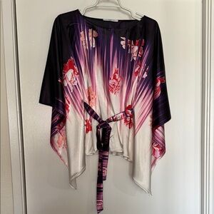 Floral Kimono Style Top with Belt